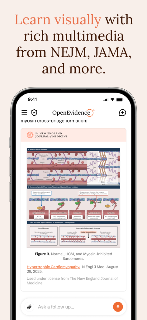 OpenEvidence - The OpenEvidence app displaying a medical diagram from the New England Journal of Medicine.