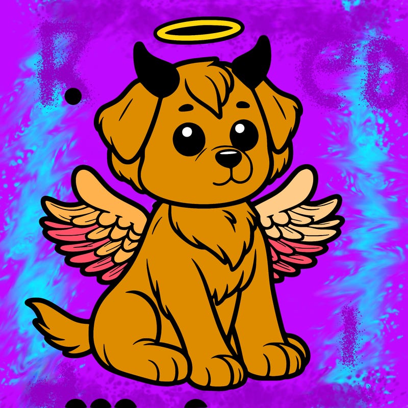 an alcorn puppy with wings and a horn and it’s cute. i’ll go to a retriever puppy.