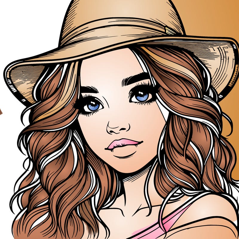 realistic girl with hat