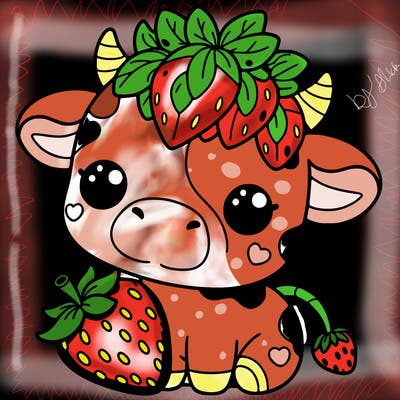 cute strawberry cow