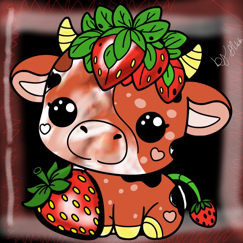 cute strawberry cow