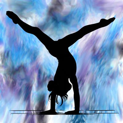 realistic gymnastic hand stand girl in four splits