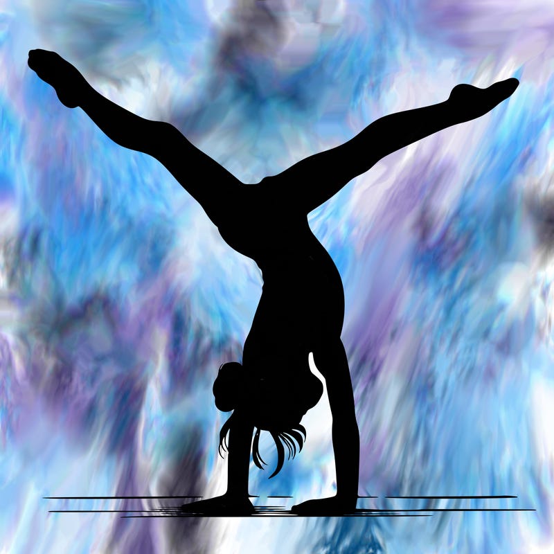 realistic gymnastic hand stand girl in four splits