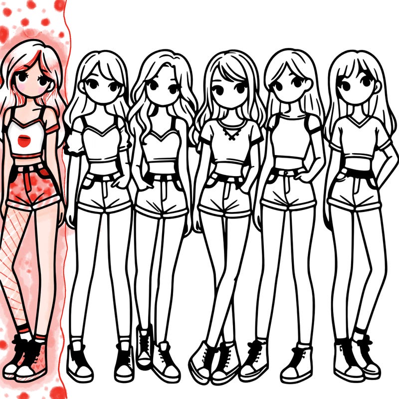 a group of girls wearing crop tops and shorts