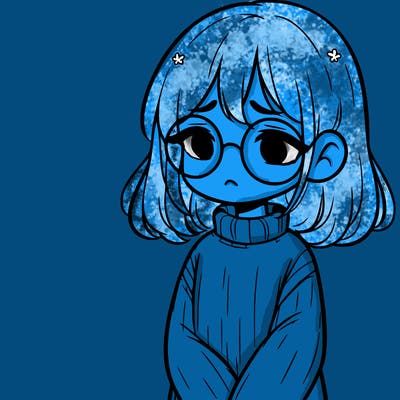 sad girl with glasses in a sweater