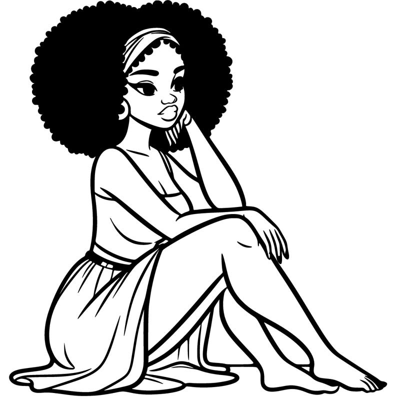 black woman sat down