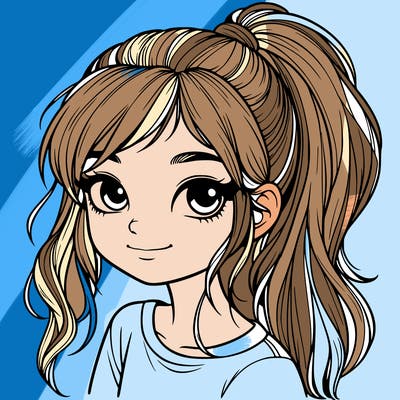 realistic girl with ponytail