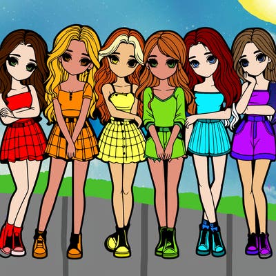 a group of girls realistic