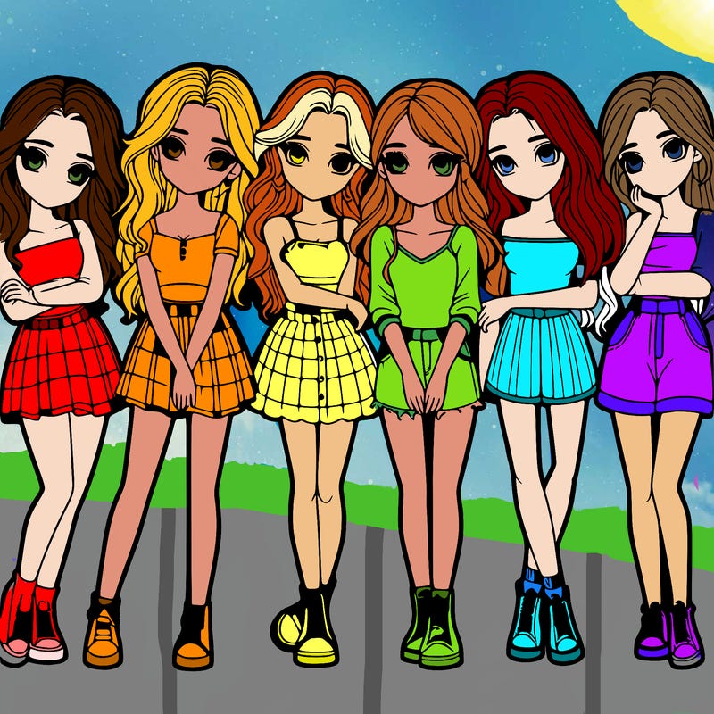 a group of girls realistic