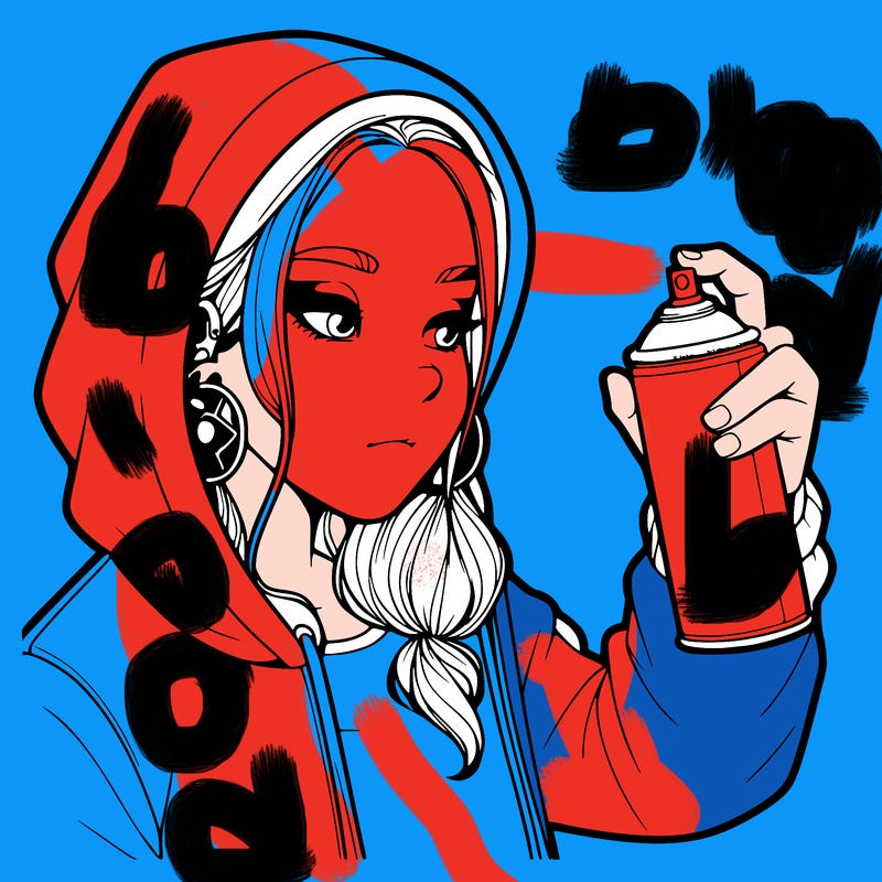 a realistic girl, spray painting