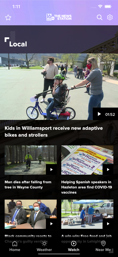 Interface of WNEP The News Station app showing local news stories from Northeastern Pennsylvania