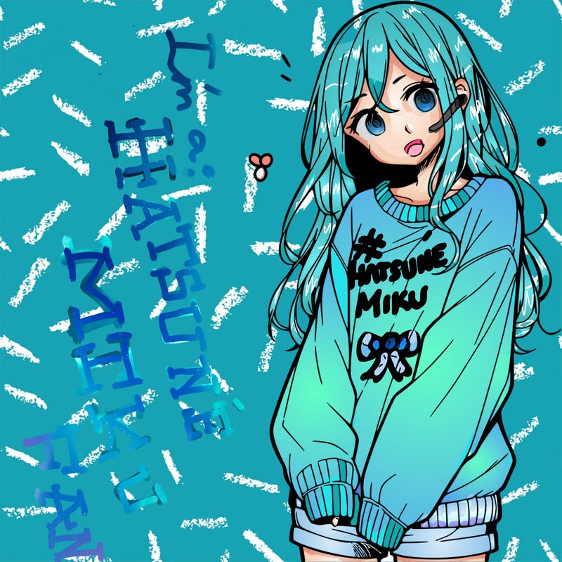 manga teen girl  in a sweater and baggy pants