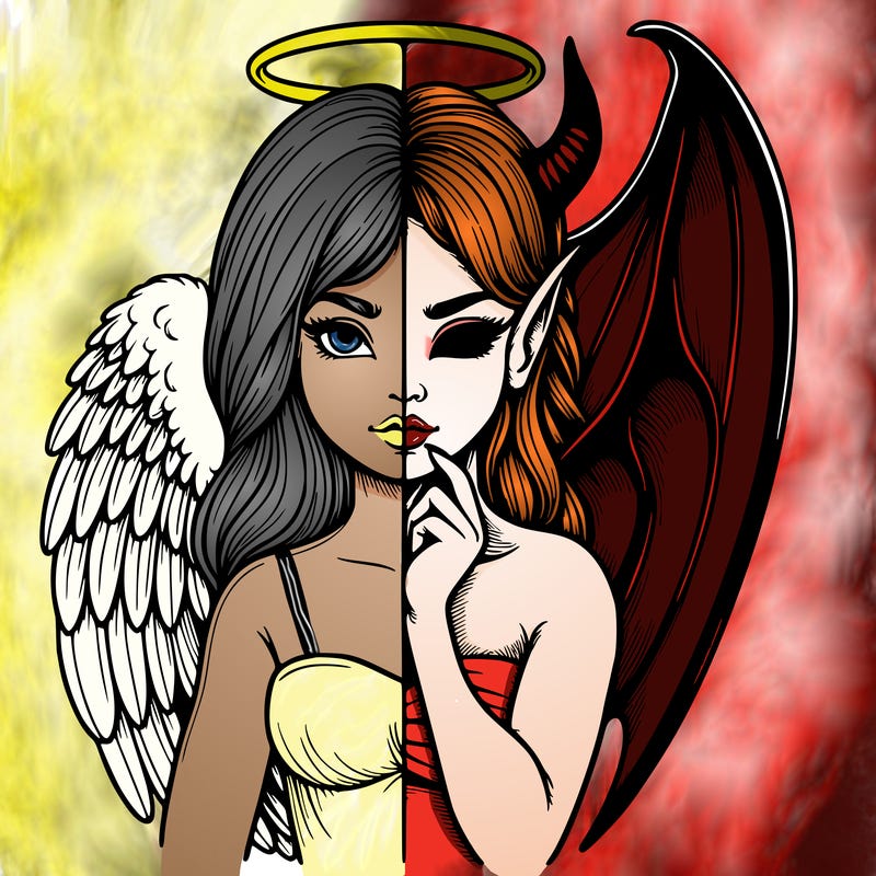 realistic angel half demon