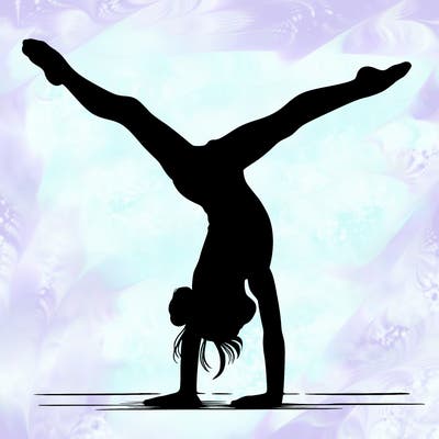 realistic gymnastic hand stand girl in four splits