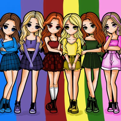 a group of girls realistic