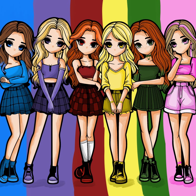 a group of girls realistic