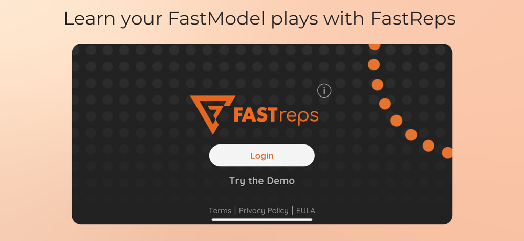 FastReps - FastReps basketball play learning app login interface featuring FastModel plays tagline and demo option