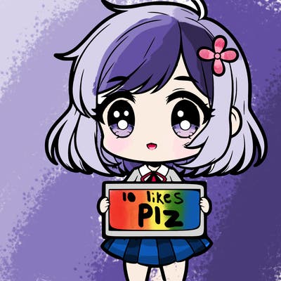 cute chibi girl with a sign