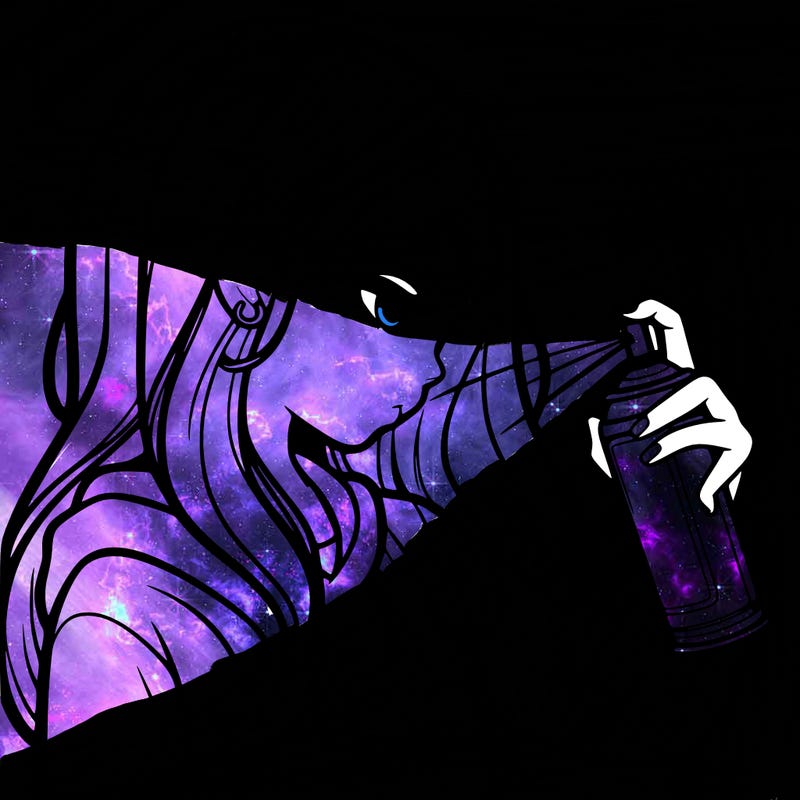 a realistic girl spray painting