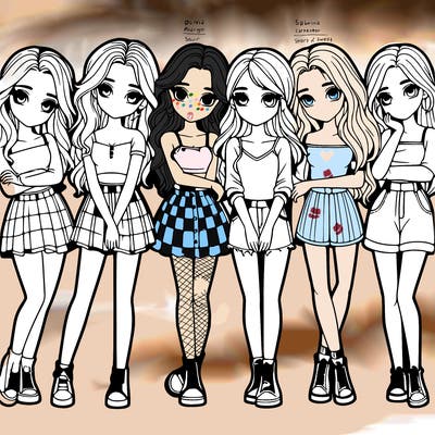 a group of girls realistic