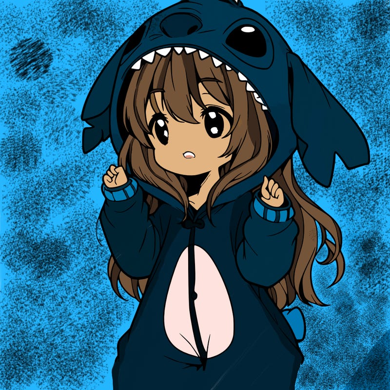 anime girl in a stitch onsie
