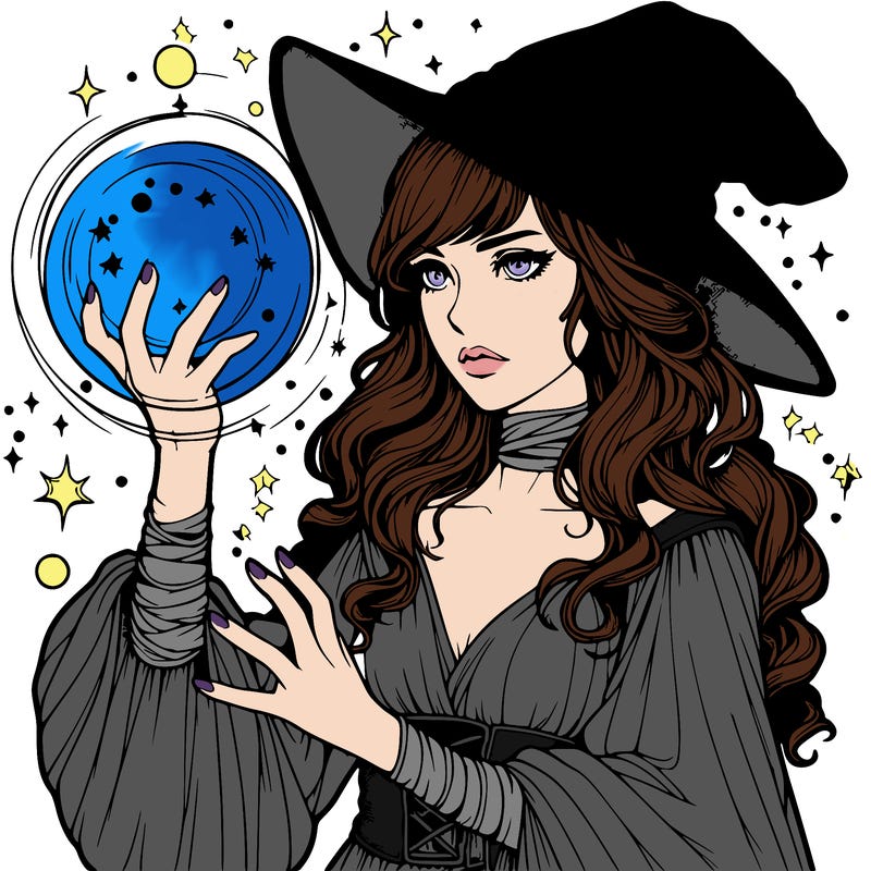 realistic women sorcerer using magic