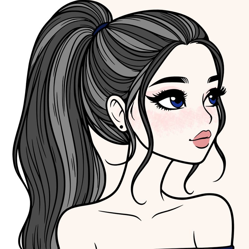 a beautiful and realistic girl with a high pony tail