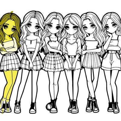 a group of girls realistic