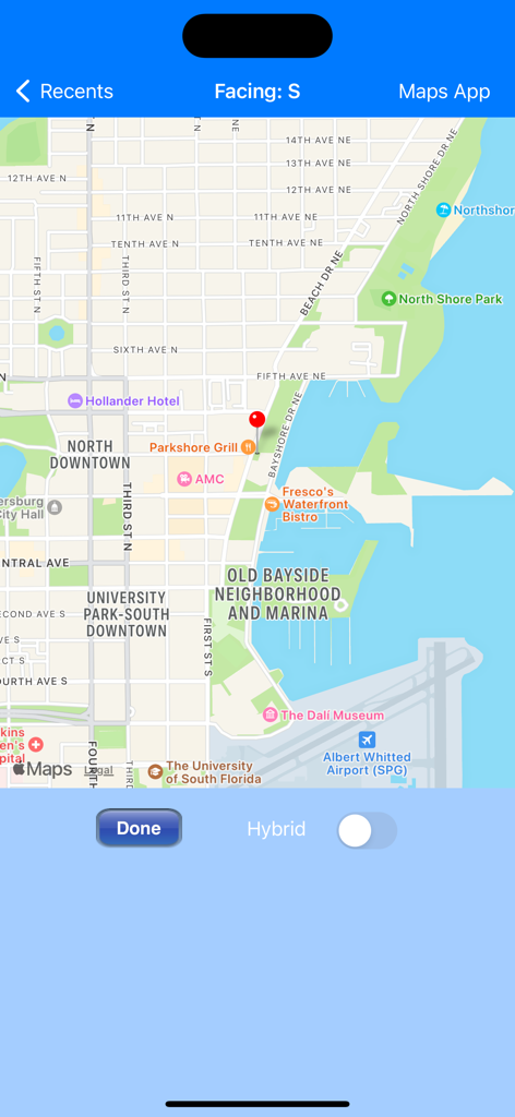 Exif Wizard-Pro - Map interface in Exif Wizard-Pro showing the geotagged location of a photo with a red marker