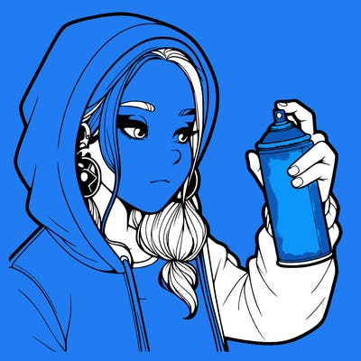 a realistic girl, spray painting