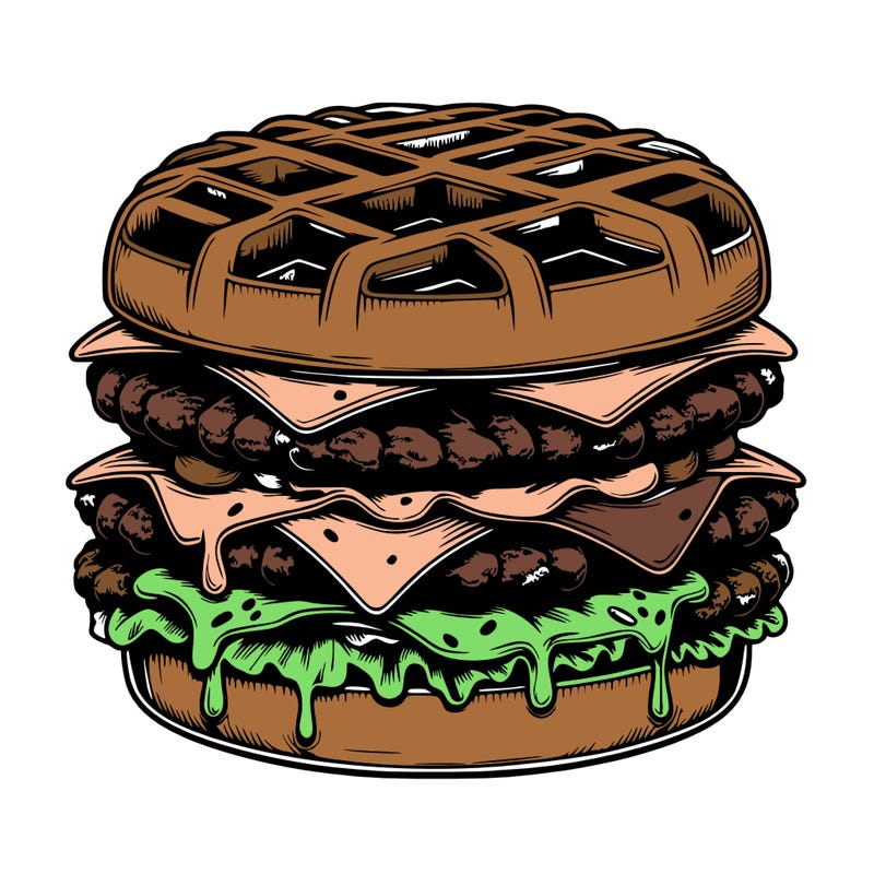 realistic waffle burger