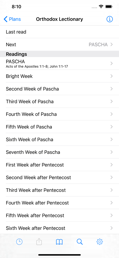 Eastern Orthodox Bible - List of liturgical reading plans in the Eastern Orthodox Bible app lectionary