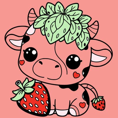 cute strawberry cow