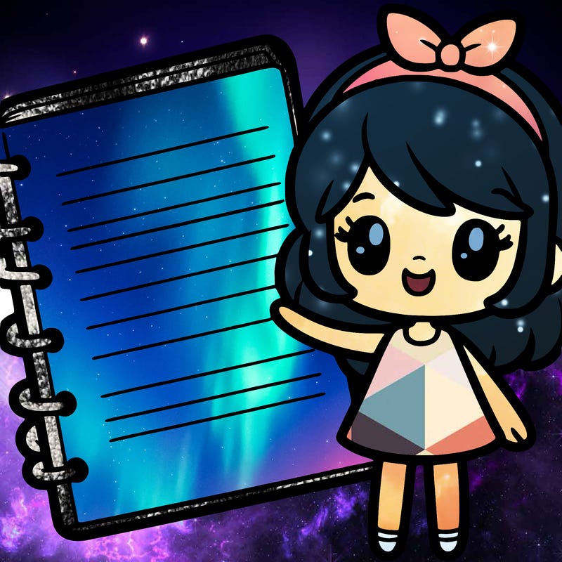 blank note book with girl