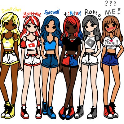 a group of girls wearing crop tops and shorts