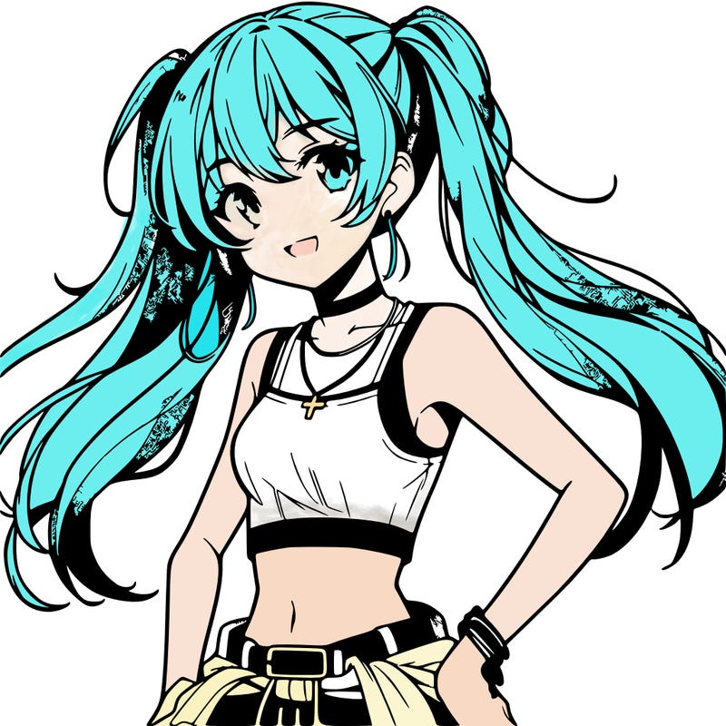 anime girl wearing crop top