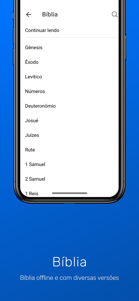 Biblia Sagrada Offline - Interfaz de la aplicación Biblia Sagrada sin Conexión mostrando una lista de libros de la Biblia en portugués.