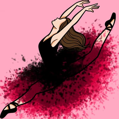 dancer doing a leap ina leotard