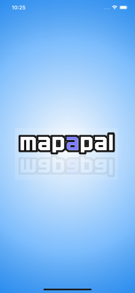 Mapapal -Real Time GPS Tracker - Logotipo de la aplicación de rastreo GPS en tiempo real de Mapapal en una pantalla de presentación azul