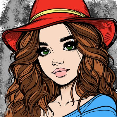 realistic girl with hat