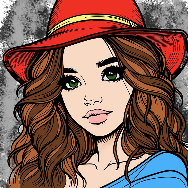 realistic girl with hat