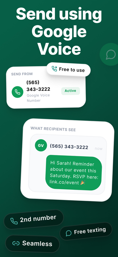 Quick Send: Mass Text Message - Send personalized mass text messages using a Google Voice second number