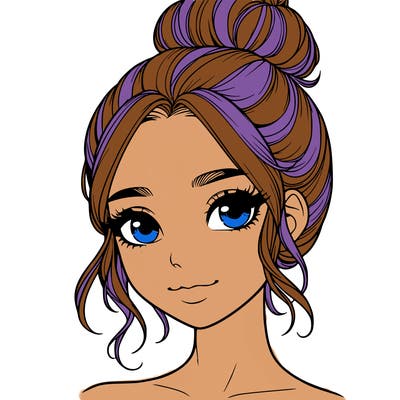 realistic pretty girl with hair in bun