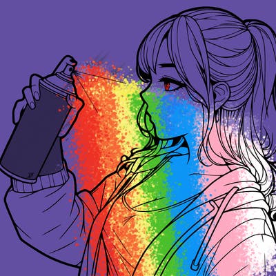 a realistic girl spray, painting