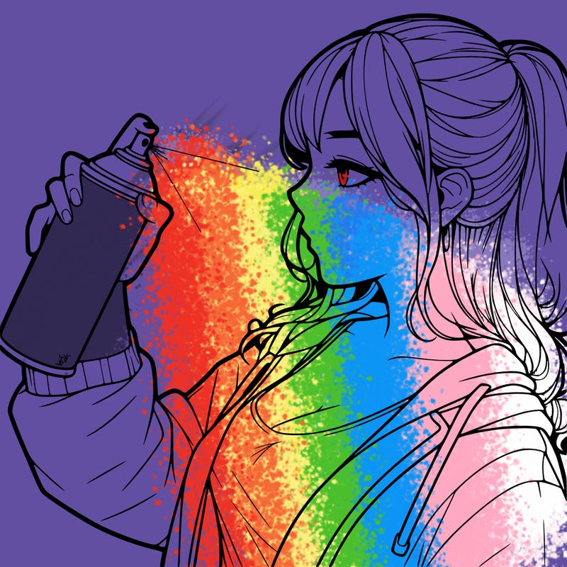 a realistic girl spray, painting