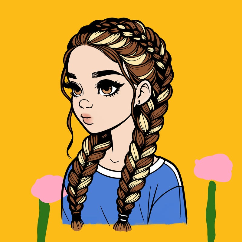 realistic girl with braids