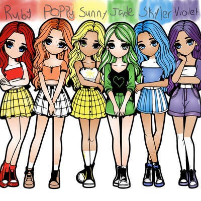 a group of girls realistic