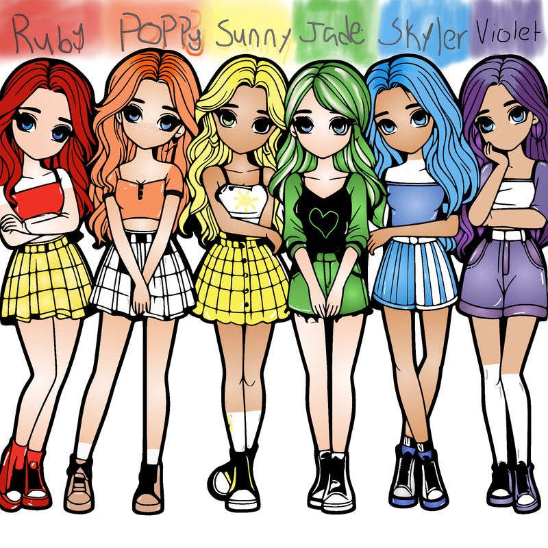 a group of girls realistic