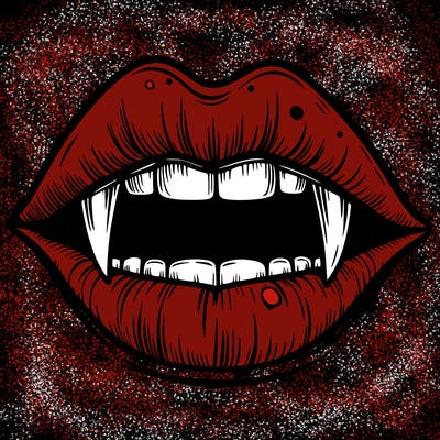 lips with vampire teeth