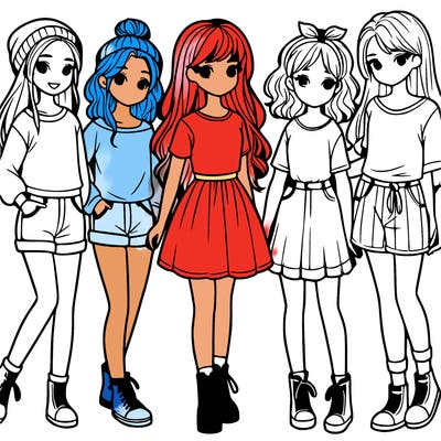 a group of five girls